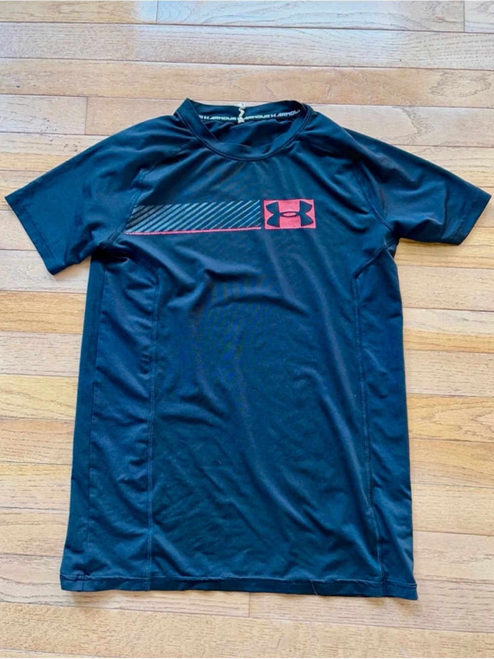 Under Armour Youth Black Athletic Tee with Red Logo